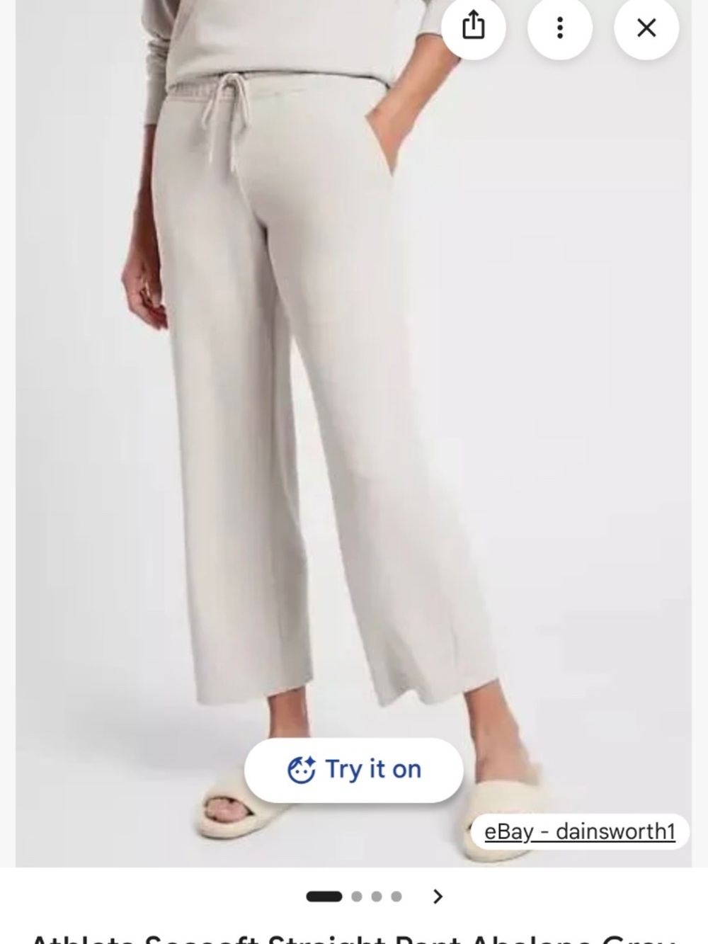ATHLETA SEASOFT STRAIGHT PANT sz M Tall Abalone Grey